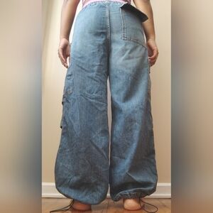 Denim Blue Drawstring Cargo Jeans/ Women/10